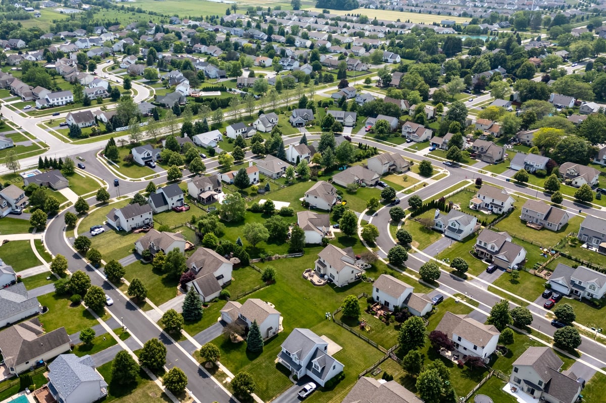 Residential suburban neighborhood with single family homes