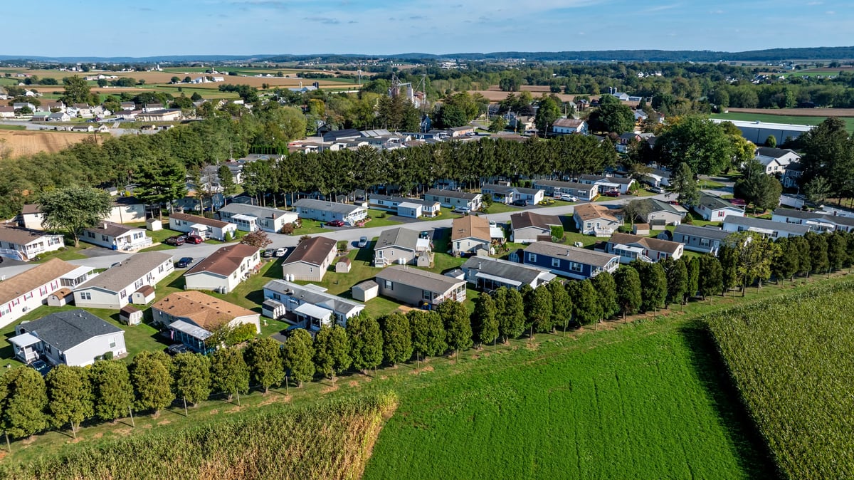 Manufactured home community near farmland